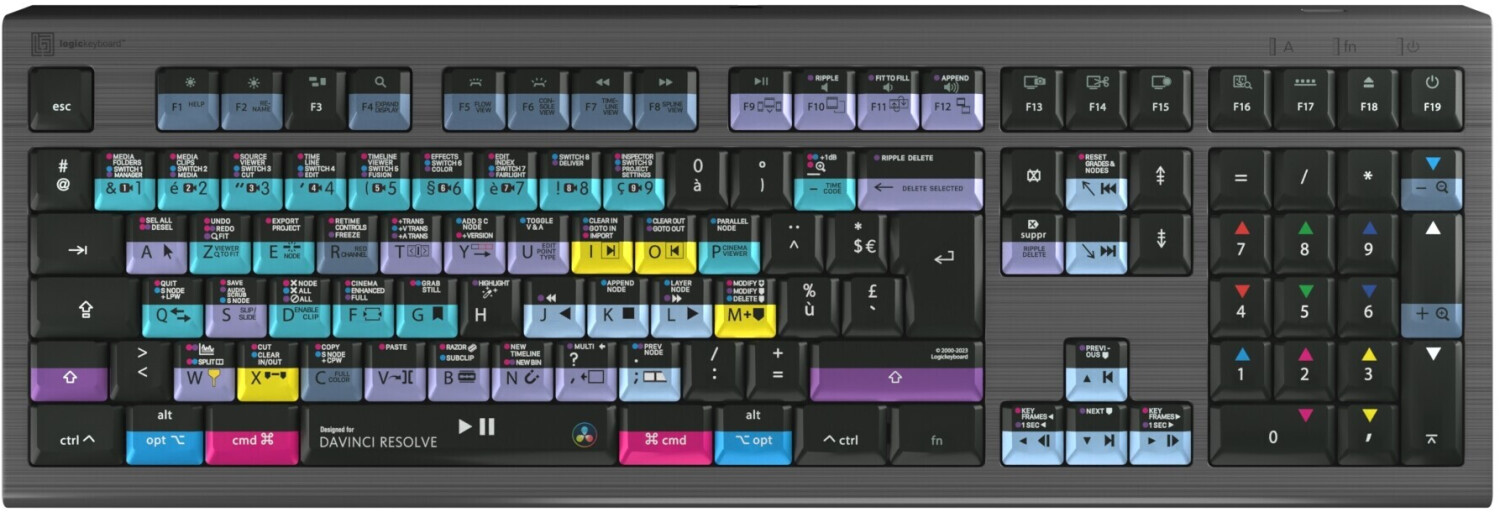 LogicKeyboard DaVinci Resolve Mac ASTRA 2 Backlit Keyboard FR