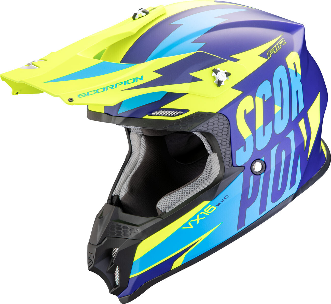 Scorpion VX-16 Evo Air Slanter bleu/jaune fluo