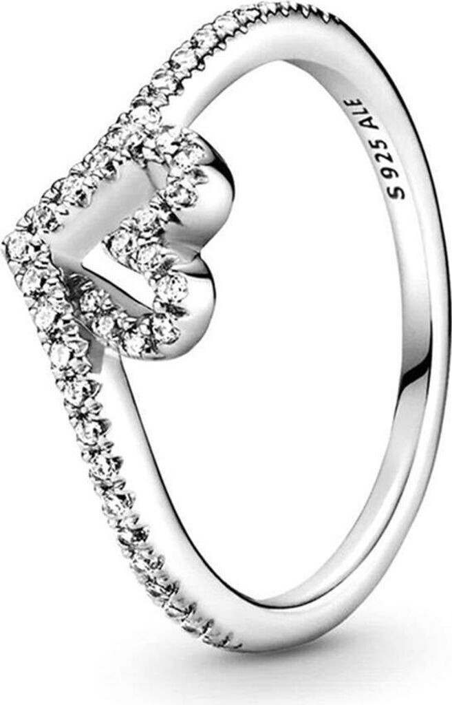 Pandora Sparkling Wishbone Heart Ring (199302C01)