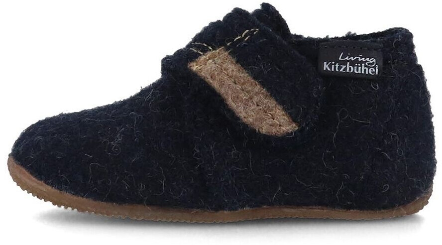 Living Kitzbühel Slippers Velcro model felt plain kids navy blue