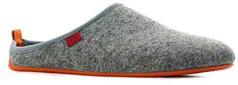 Andres Machado Unisex slipper made of grey natural wool and fine felt with anatomical sole Made Spain grey orange