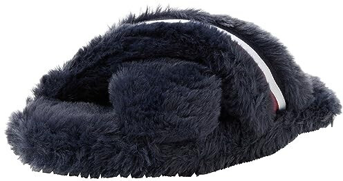 Tommy Hilfiger Faux Fur Cross Strap Slipper Space Blue