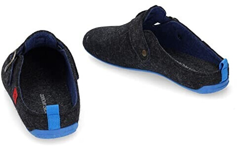 Andres Machado VAL Slippers Men Autumn Wool and Felt Non-slip Rubber Sole Black Blue
