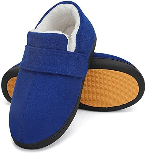 Mishansha Winter Slippers Men's Memory Foam House Shoes closed dark blue