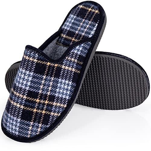 Strobl Cotton Slippers with Non-Slip Memory Sole F17 blue