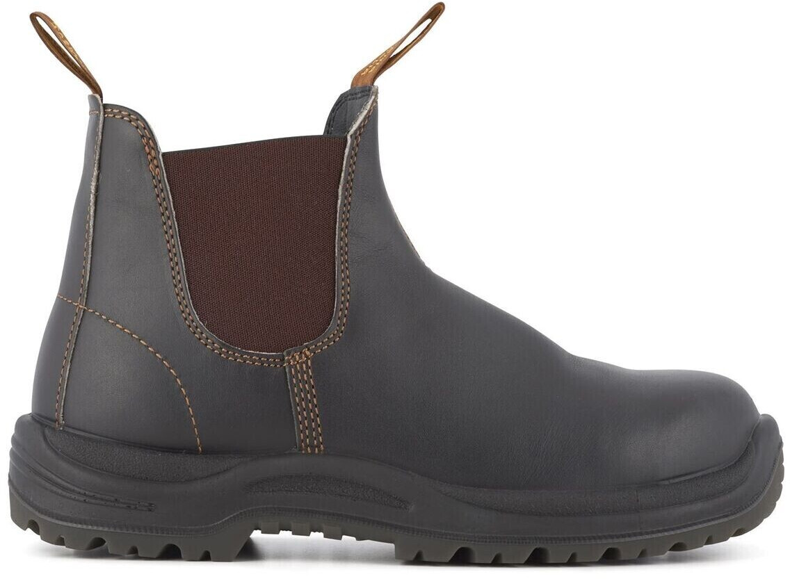 Blundstone made of brown leather with steel toe cap