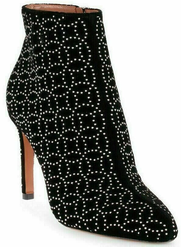 Alaia Paris Velvet Studded Laser Cut Pumps Shoes