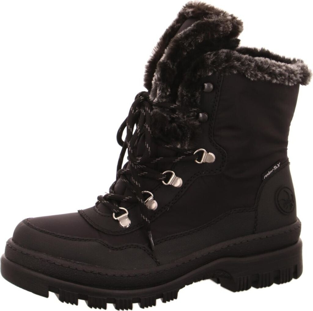 Rieker M9643 Stivali Trekking Donna – Neri, Impermeabili, Lacci E Cerniera, Larghezza Comoda G 1/2