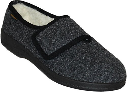 Intermax Half-high felt slipper with velcro closure lined with wool anthracite
