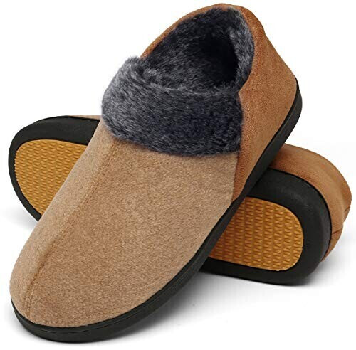 Mishansha Plush Slippers Memory Foam Slippers Warm Indoor Winter Shoes Seal Brown