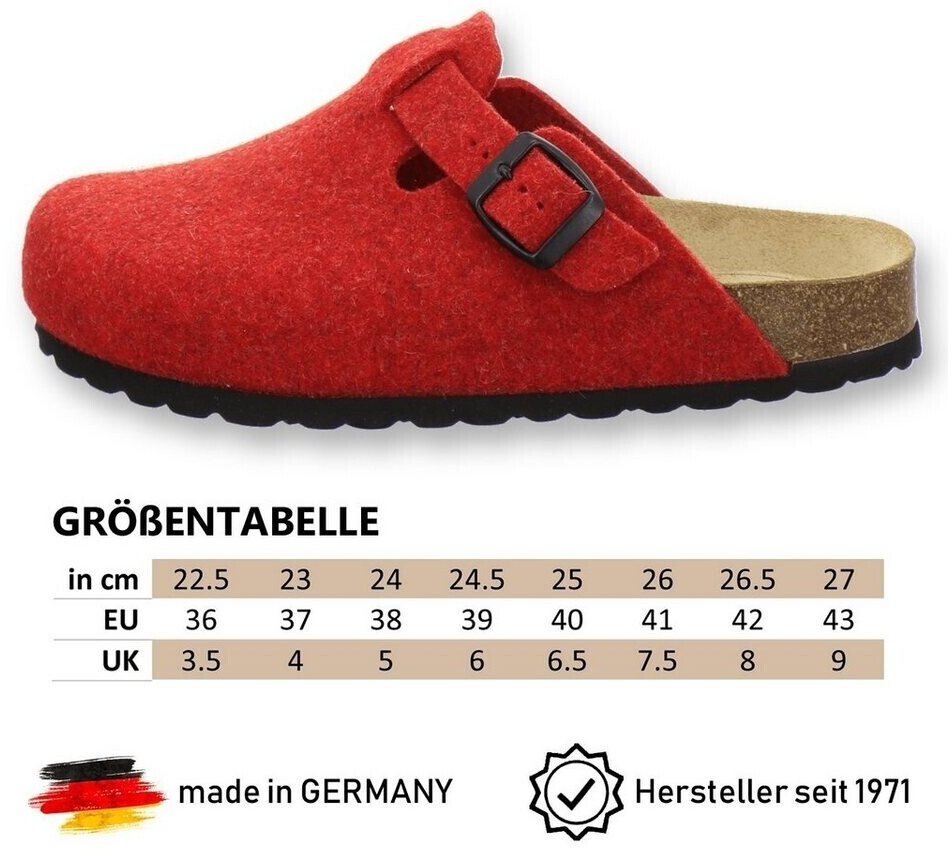 AFS Felt Slippers with Footbed red