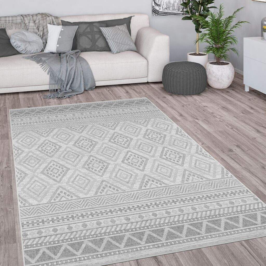 Paco Home Outdoor Teppich Wetterfest Boho Muster Rautenmuster Grau