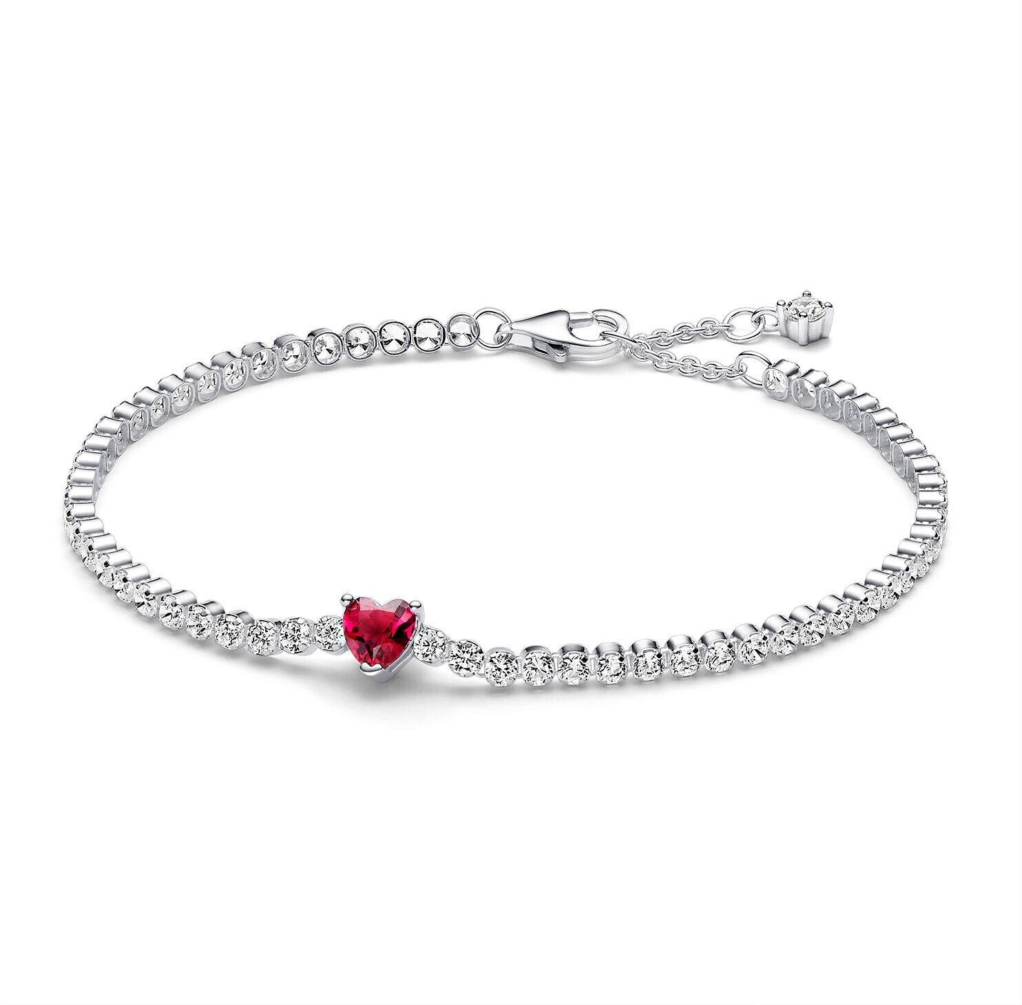 Pandora Red Sparkling Heart Tennis Bracelet (590041C02)