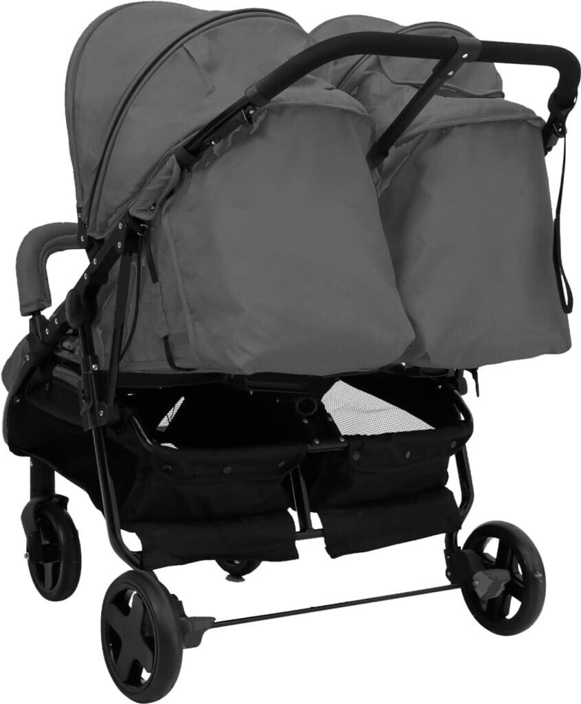 vidaXL Poussette VXL Gris Foncé et Noir Acier