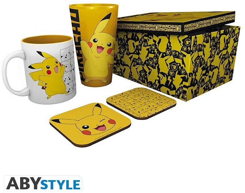 ABYstyle Coffret cadeau Pokémon Verre XXL + mug + 2 dessous de verre Pikachu