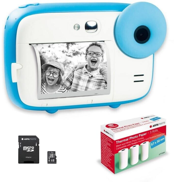 AgfaPhoto Realikids Instant Cam bleu + SD 32 Go + rouleaux de papier