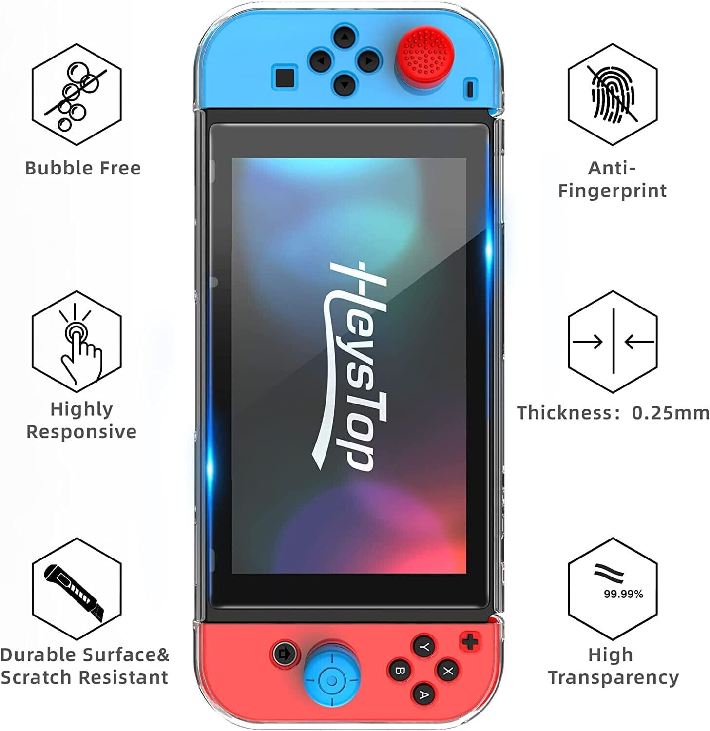 HEYSTOP Zubehör Kompatibel mit Nintendo Switch Tasche mit Hülle Transparent  Kompatibel mit Nintendo Switch Schutzfolie Daumen Kappen Kompatibel mit