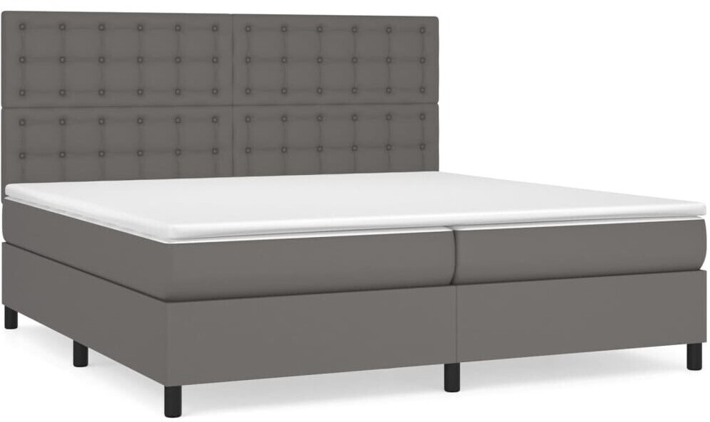 vidaXL Box Spring Bed with Mattress 200x200cm Artificial Leather Buttons (3142867)