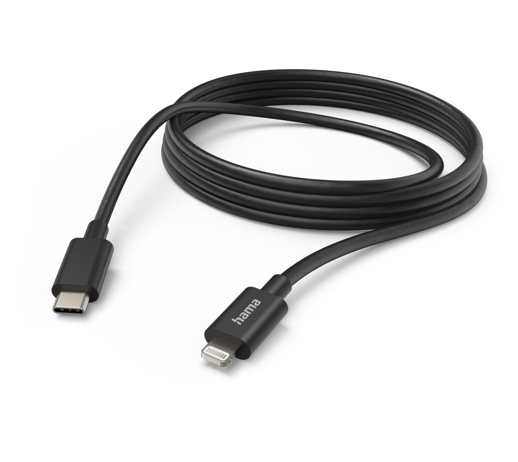Hama Lade- / Datenkabel USB-C - Lightning 3m Schwarz (00187274) ab 10,38 €