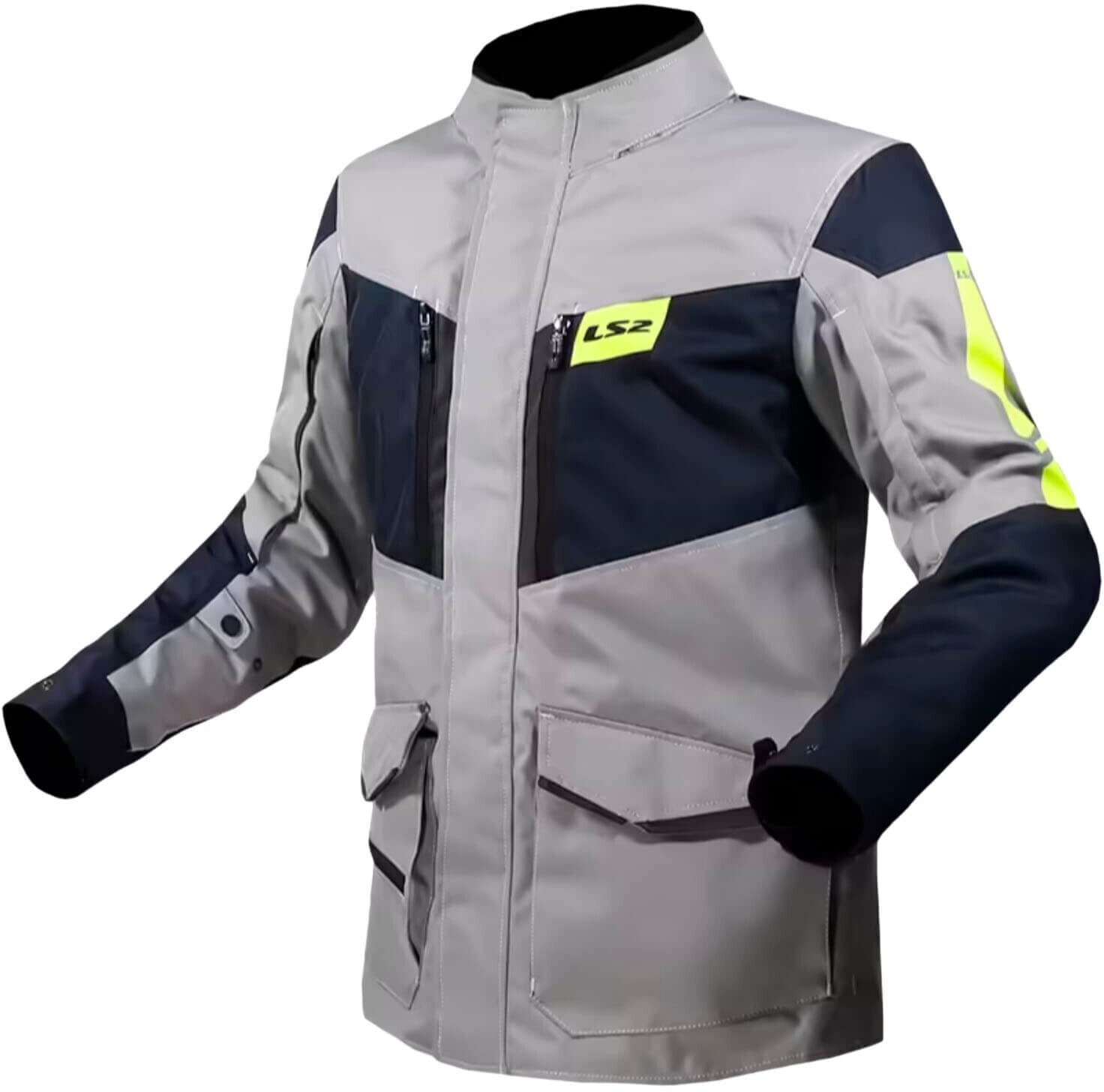 LS2 Metropolis Evo Jacket WP light grey/dark blue/yellow fluo