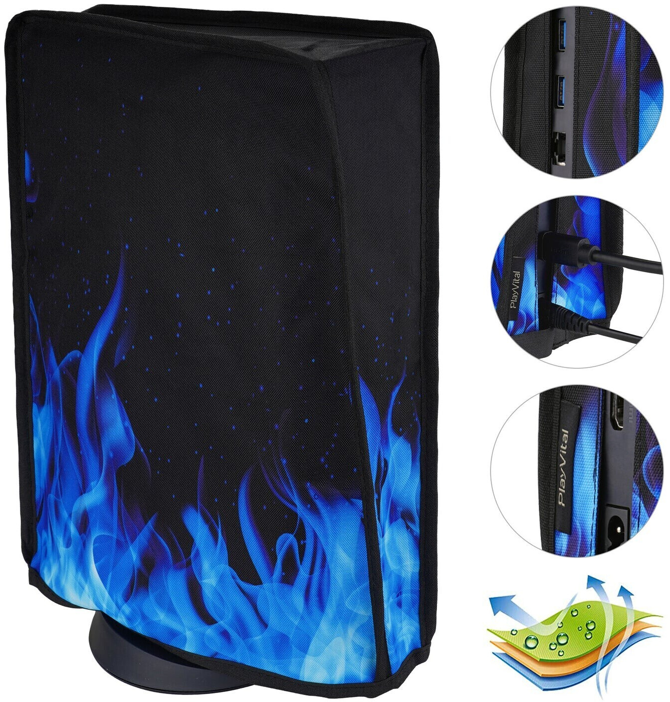 PlayVital PS5 Anti Scratch Waterproof Dust Cover Blue Flame
