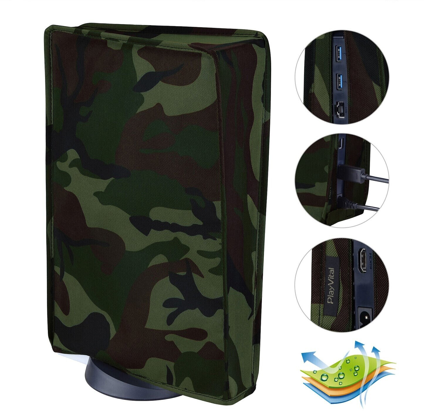 PlayVital PS5 Nylon Anti Scratch Waterproof Dust Cover Forrest Camouflage
