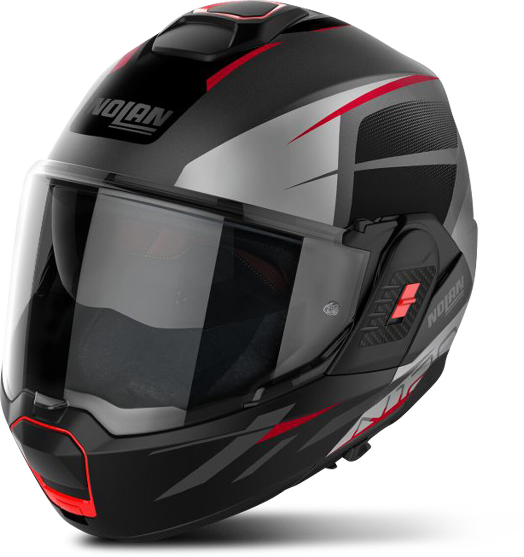 Photos - Motorcycle Helmet Nolan N120-1 Nightlife matt black/grey/red 