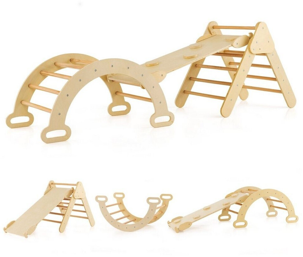 Costway Dreieckiges Kletter-Spielzeugset Holz mit Kletterdreieck Natur  (07891643) ab 159,99 € | Preisvergleich bei | Babyspielzeuge