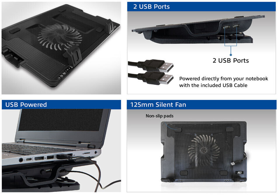 Black USB Powered Laptop Cooler - Notebook fan - Ventilateurs et  refroidisseurs d'ordinateur