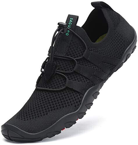 Saguaro Men's water shoes aqua shoes neoprene shoes non-slip swim shoes D black