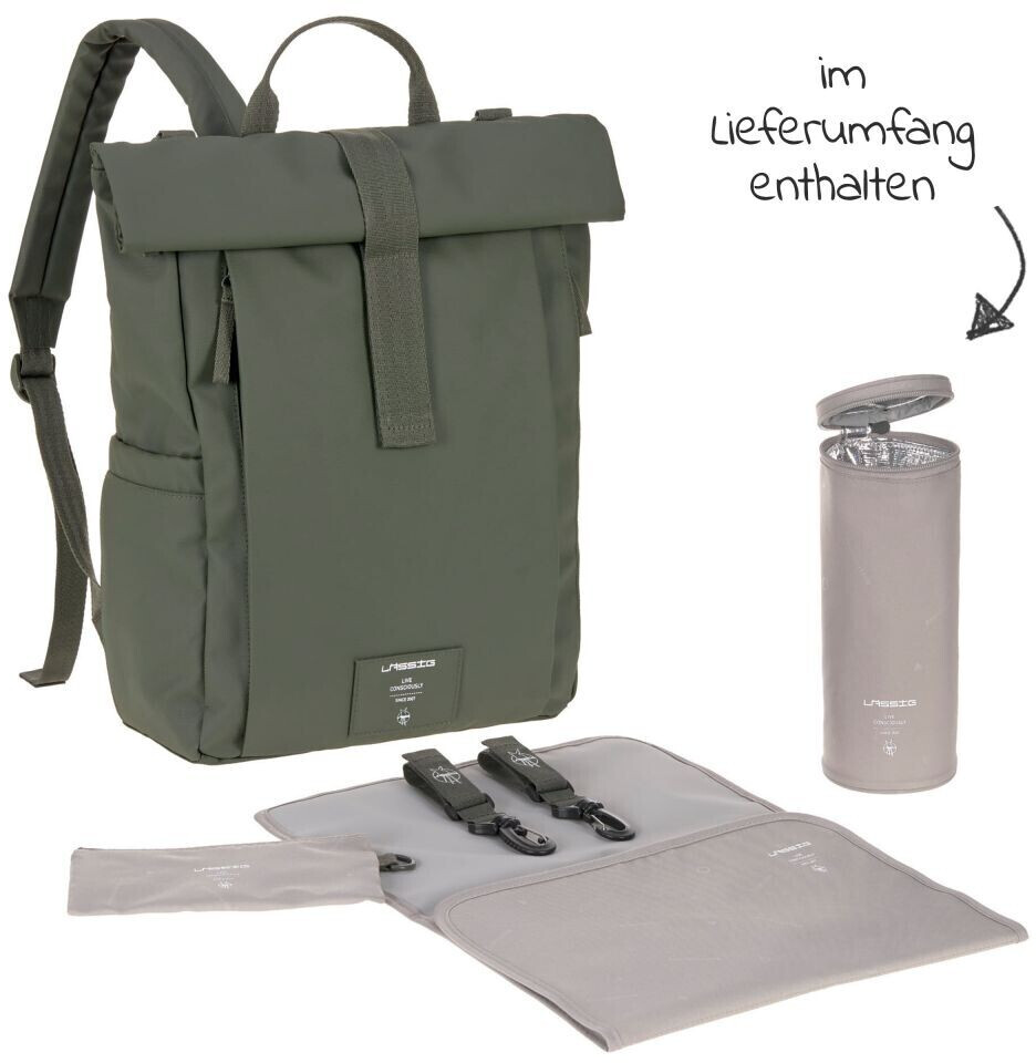 Lässig Changing backpack - Rolltop Up Backpack olive