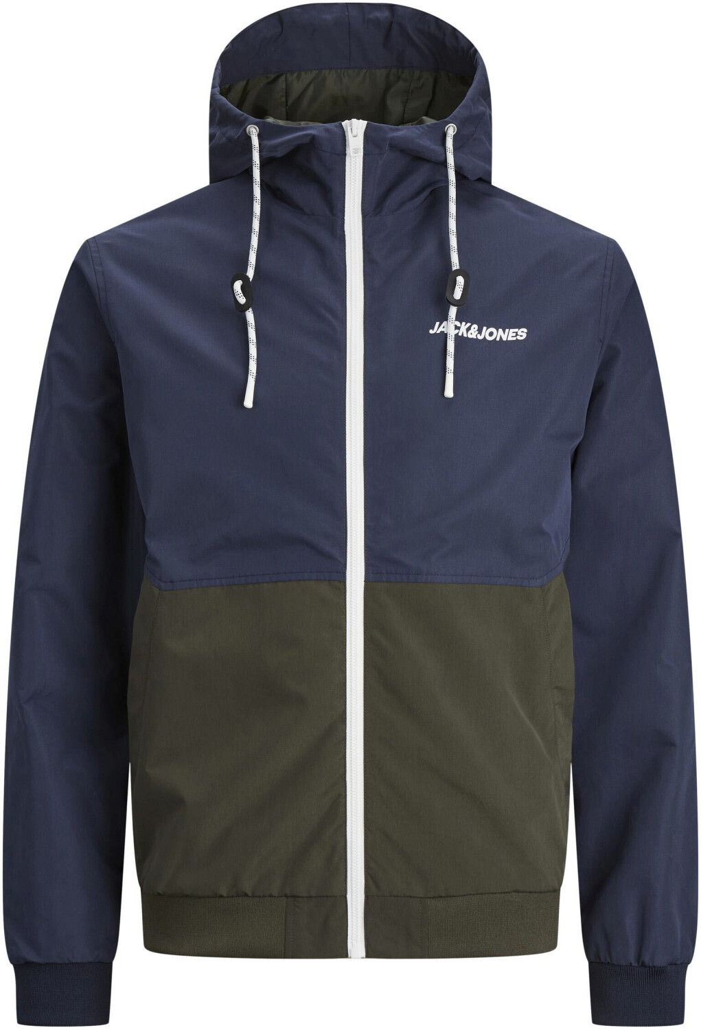 Jack & Jones Erush Blocking Hood Bomber (12200208) navy blazer/detail rosin/white blocking