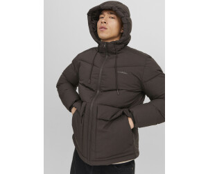 Jack & Jones Originals padded jacket with hood & pocket detail in dark gray  melange