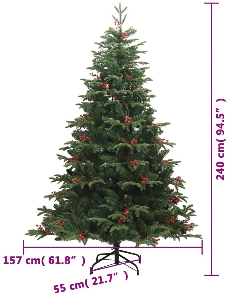 Albero di Natale Artificiale Sottile con Base 240 cm PVC