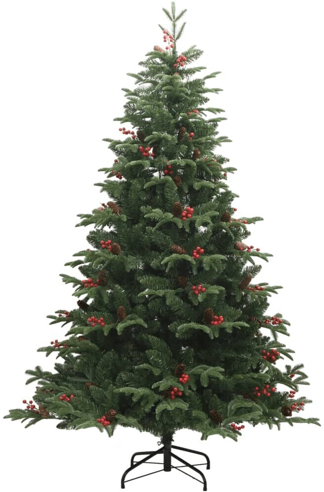 vidaXL Artificial green Christmas tree embellished with pinecones and berries 240 cm