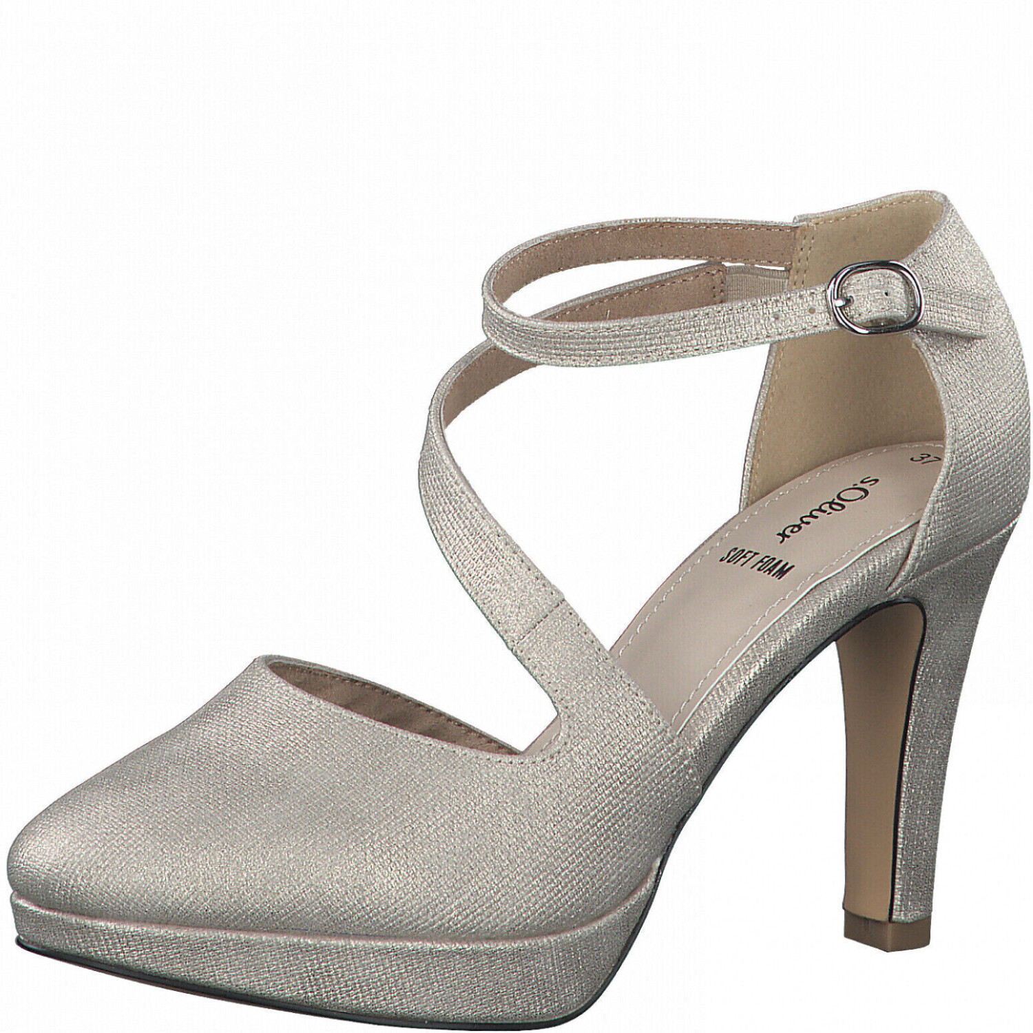 High heels beige plateau top