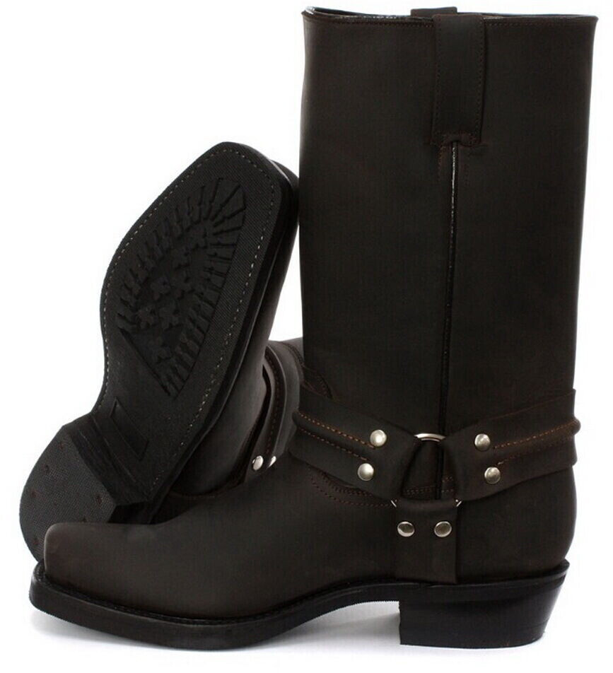 Grinders High Brown Unisex Leather Cowboy-Western Motorcyclist