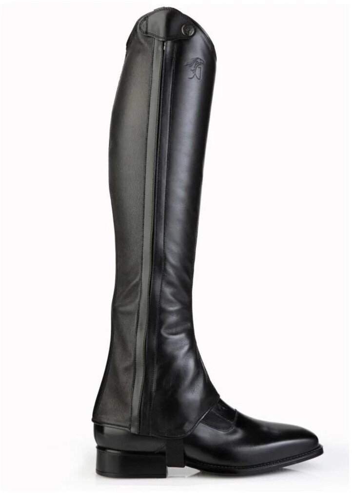 Mini-chaps élastiques Pour équitation - Taille S Adulte - Cuir Synthétique - Fermeture Zip Et Velcro - Noir - Hauteur 37 Cm, Tour De Mollet 31-33 Cm