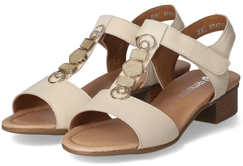 Remonte Dorndorf Beige Sandals Straps Block Heel Ornamental Elements