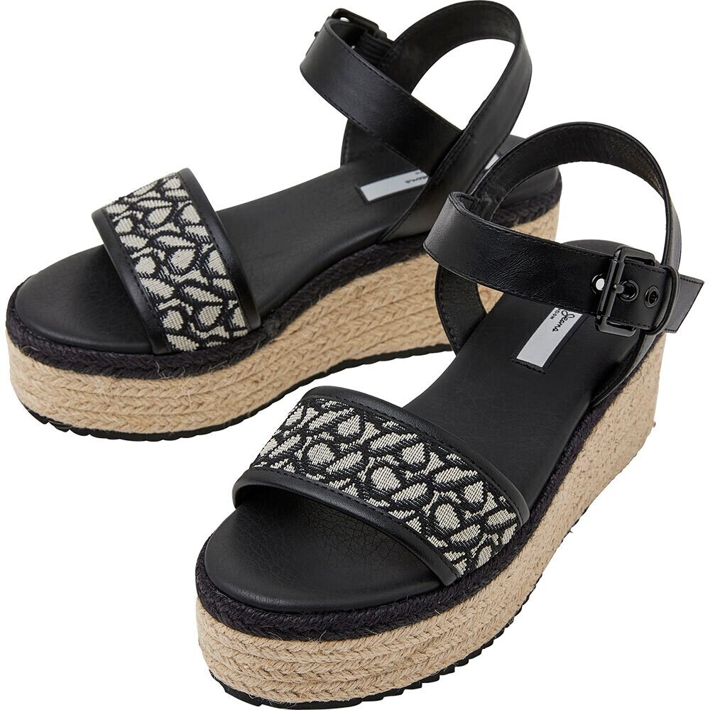 Pepe Jeans WITNEY Jacquard Wedge Sandals black