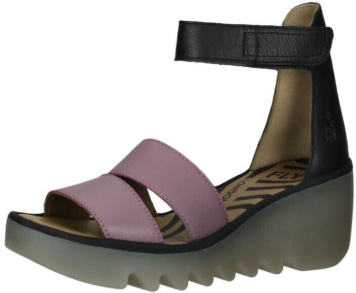 Fly London Leather Wedge Sandal violet black