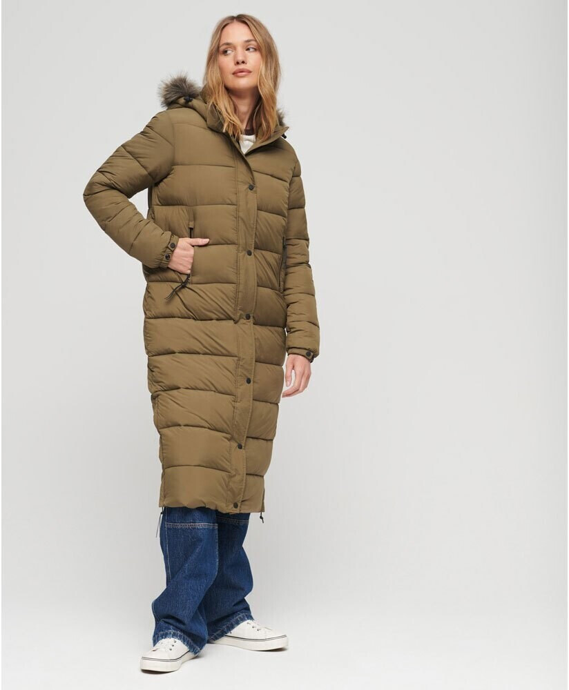 Beige longline puffer coat online