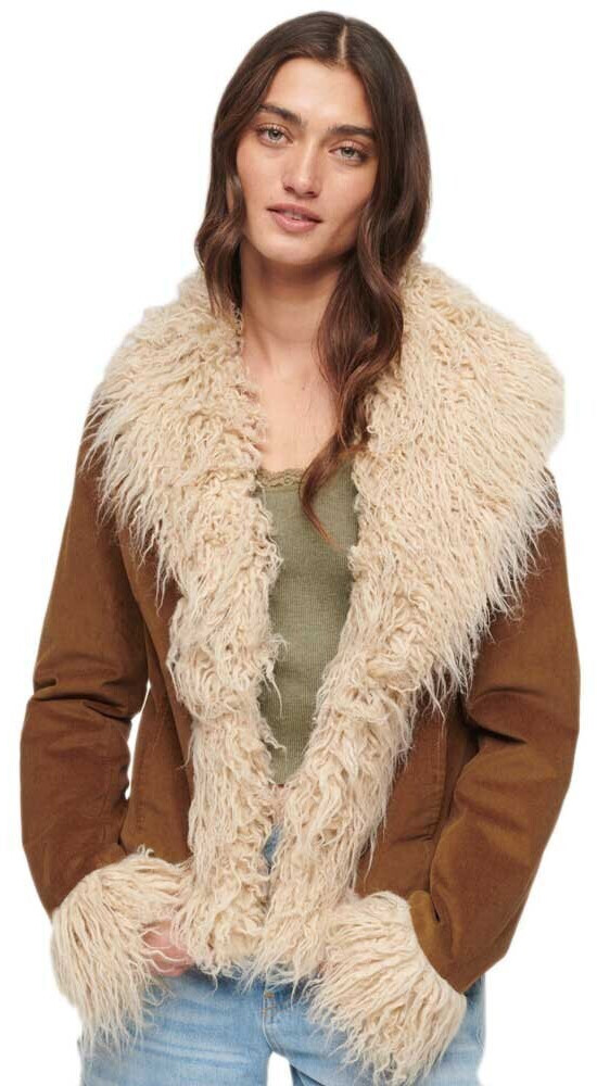 Superdry Crop Quilt Lined Afghan Jacket (W5011686A-8MA) brown