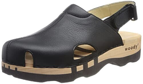 Woody London wooden shoe black