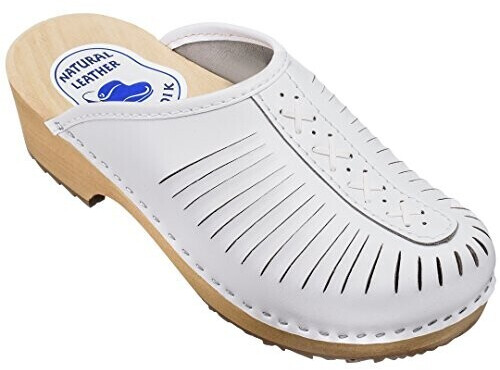 Strobl Clogs leather shoes made of wood CDL01 snow white