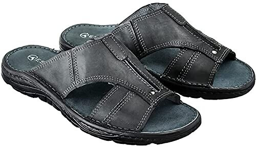 Strobl Sandals Slippers Genuine Leather Summer Shoes with Non-Slip Rubber Sole s1 Graphite