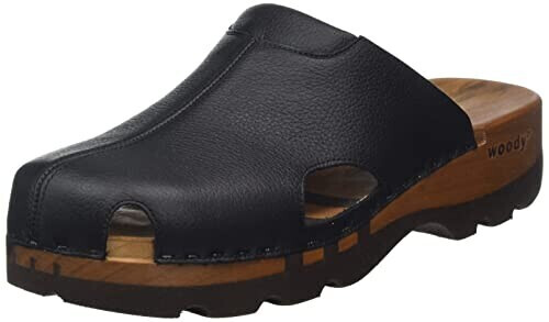 Woody Lissabon wooden shoe black