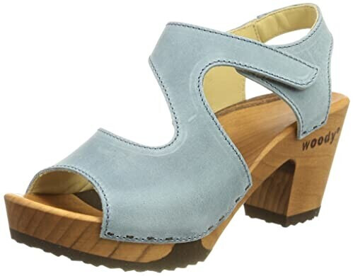 Woody Hannah wooden shoe celeste