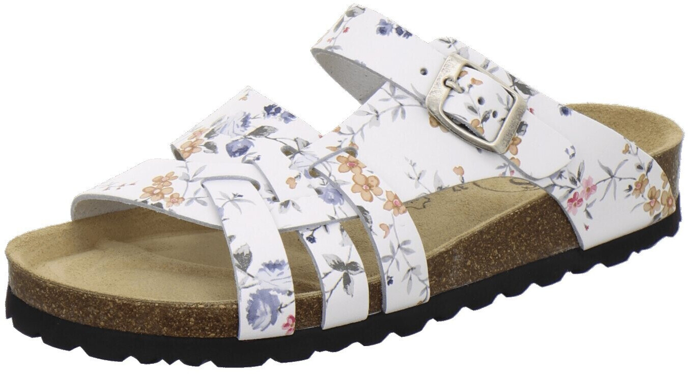 AFS Leather Pantolette with Footbed white flower