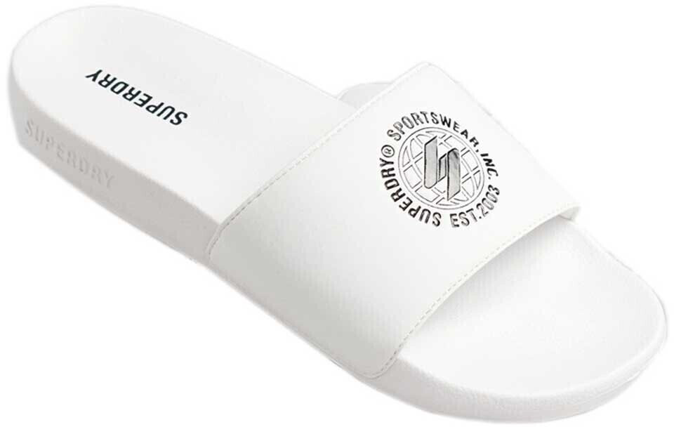 Superdry Code Printed Pool Slides white